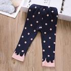 Shein Girls Contrast Hem Polka Dot Print Leggings