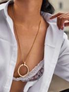 Shein Open Ring Pendant Chain Necklace