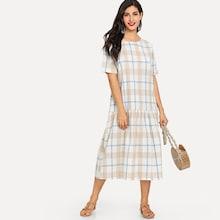 Shein Plaid Ruffle Hem Dress