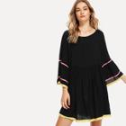 Shein Flounce Sleeve Ribbon Detail Smock Dress