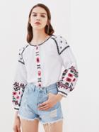 Shein Button Up Embroidered Ukrainian Blouse