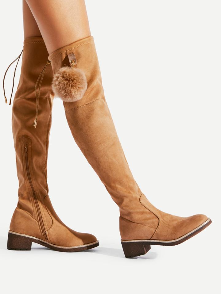 Shein Pom Pom Decorated Over The Knee Boots