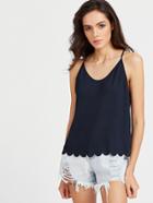 Shein Scallop Detail Overlap Back Cami Top