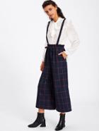 Shein Grid Culotte Pants With Crisscross Strap