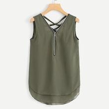Shein Criss Cross Zip Front Top