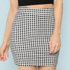 Shein Elastic Waist Plaid Bodycon Skirt