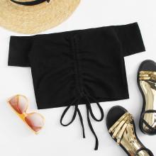 Shein Off Shoulder Drawstring Crop Tee