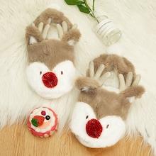 Shein Christmas Cartoon Antlers Decor Fluffy Slippers