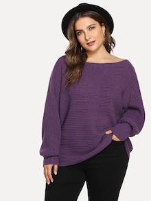 Shein Plus Dolman Sleeve Solid Jumper
