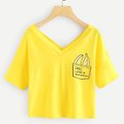 Shein Banana Graphic V Neck Tee