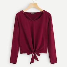 Shein Strappy Neck Knot Hem Tee