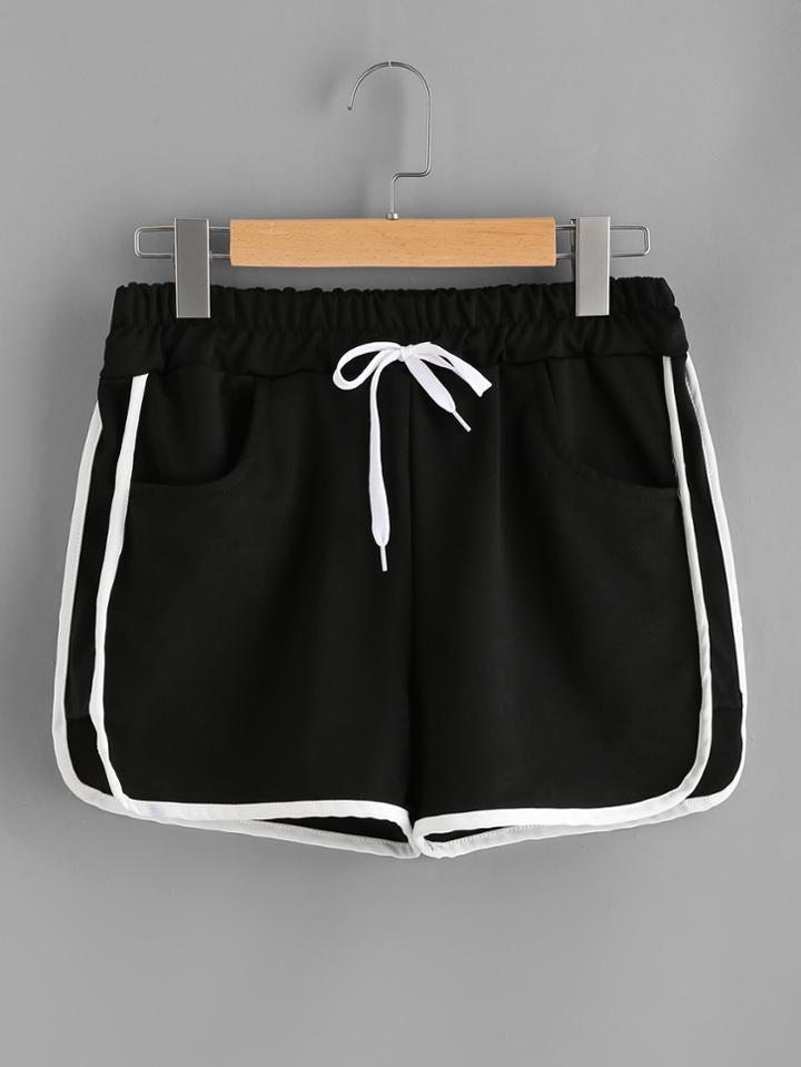 Shein Contrast Trim Drawstring Shorts