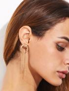 Shein Gold Plated Moon Design Chain Fringe Long Earring