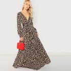 Shein Surplice Neck Leopard Print Overlap Dress