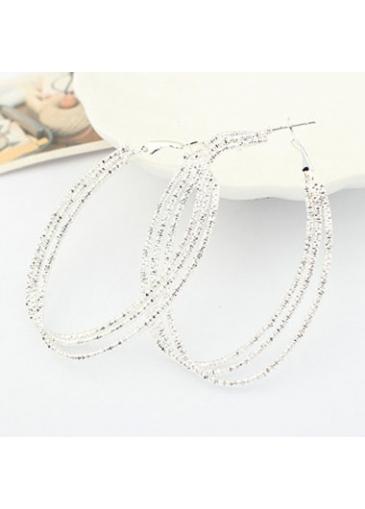 Rosewe Silver Beads Decorated Ellipse Drop Earrings