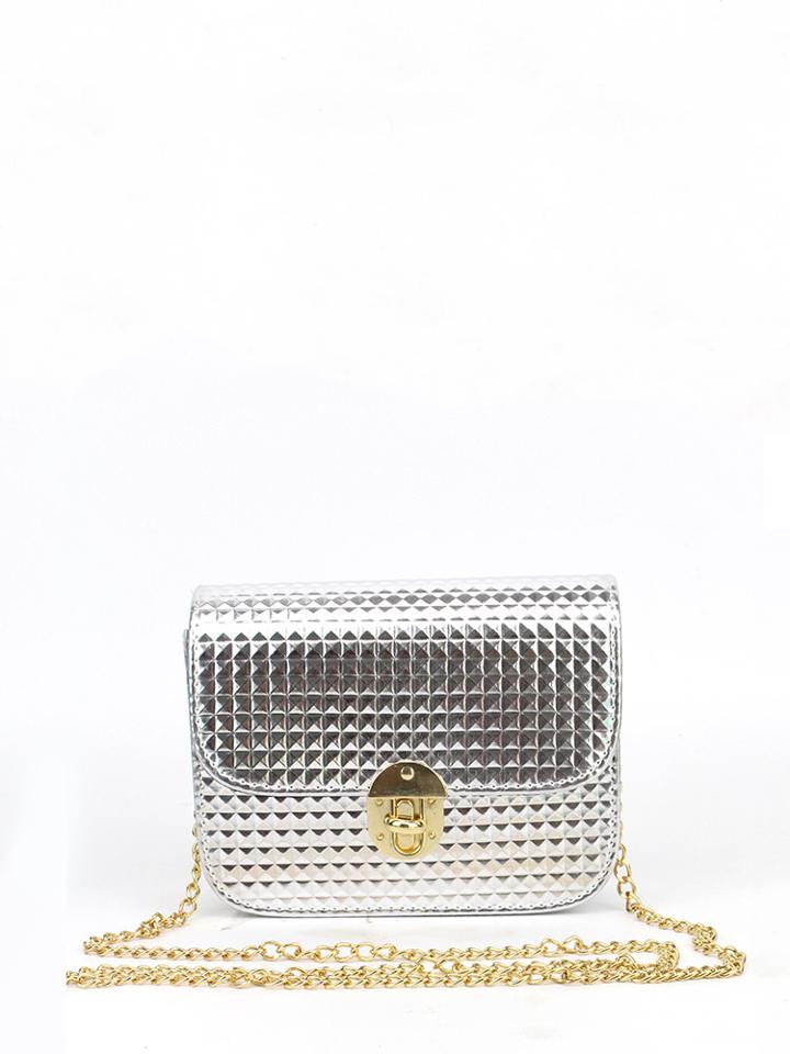 Shein Metallic Flap Chain Bag