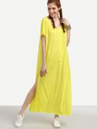 Shein Yellow Buttoned Front Loose Fit Slit Dress