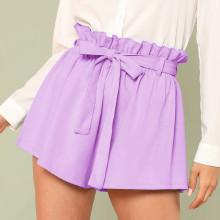Shein Ruffle Trim Self Tie Waist Shorts
