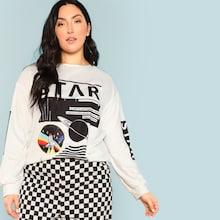Shein Plus Drop Shoulder Graphic Sweatshirt