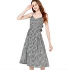 Shein Bow Tie Back Gingham Cami Dress