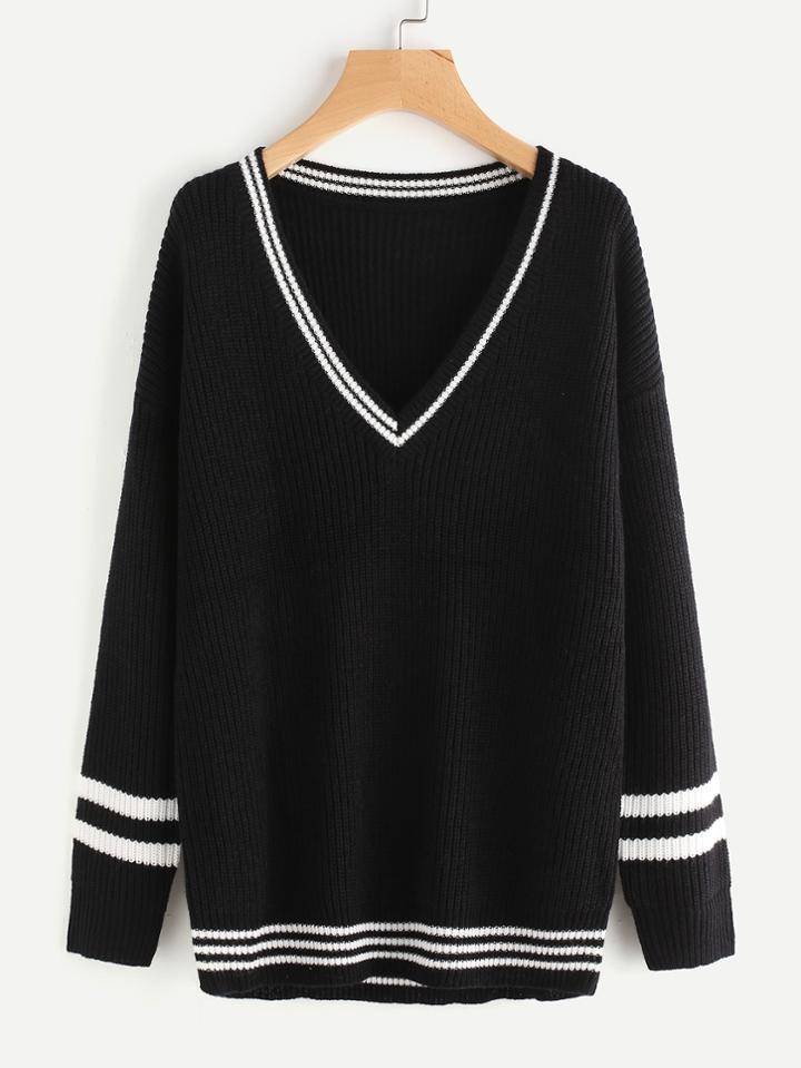 Shein Varsity Striped Trim Jumper