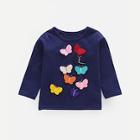 Shein Toddler Girls Patched Detail Butterfly Pattern Tee