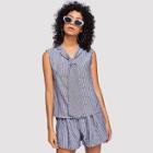 Shein Tie Detail Striped Top With Shorts