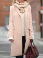 Shein Pink Long Sleeve Lapel Coat