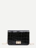 Shein Twist Lock Crocodile Pu Crossbody Bag