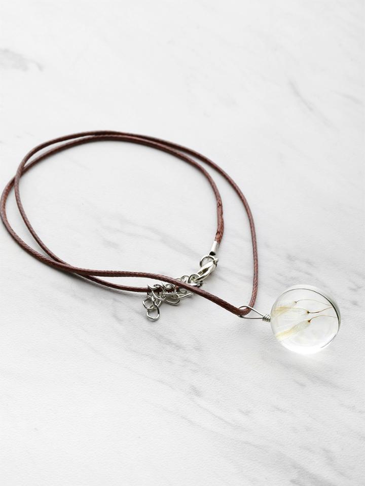 Shein Glass Dandelion Pendant Necklace