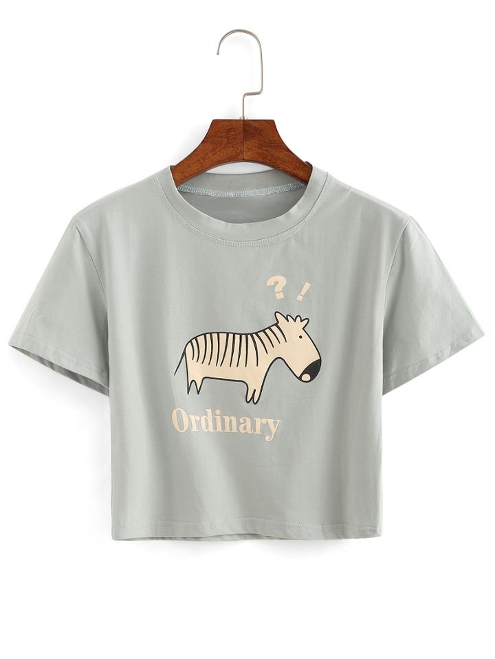 Shein Zebra Print Crop T-shirt