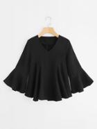 Shein Trumpet Sleeve Textured Flowy Top