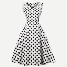 Shein V-neckline Lace Panel Dress