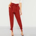 Shein Belted Waist And Hem Tapered Pants