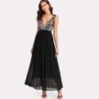 Shein Contrast Sequin Bodice Dress