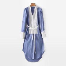 Shein Contrast Panel High Low Curved Hem Shirt Dress