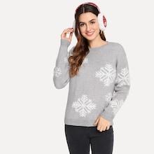 Shein Christmas Drop Shoulder Snowflake Sweater