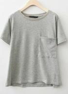 Shein Grey Short Sleeve Pockets Casual T-shirt