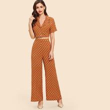 Shein Polka Dot Top With Wide Leg Pants