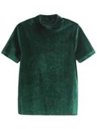 Shein Dark Green Mock Neck Velvet T-shirt