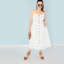 Shein Plus Button Up Pocket Front Cami Dress