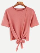 Shein Red Knotted Hem T-shirt