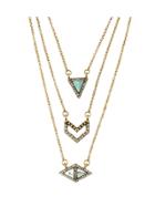 Shein Rhinestone Turquoise Triangle Geometric Necklace