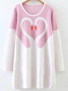 Shein Color Block Swan Pattern Sweater Dress