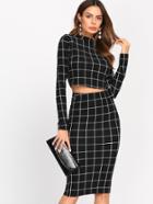 Shein Crop Grid Top & Pencil Skirt Co-ord