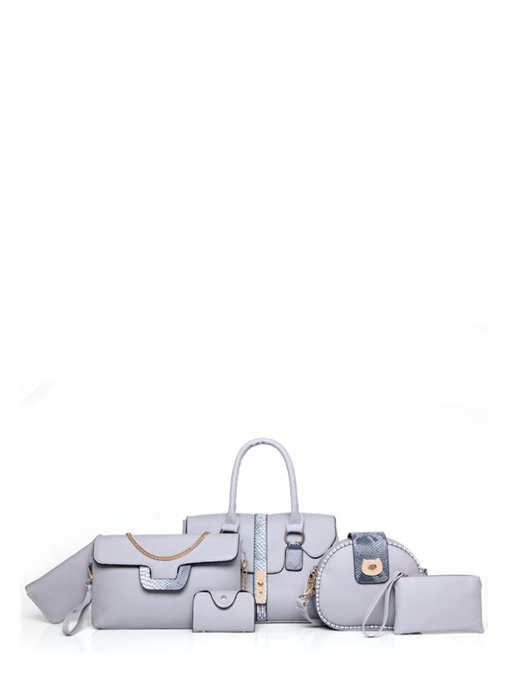 Shein Piping Detail Pu Combination Bag 6pcs