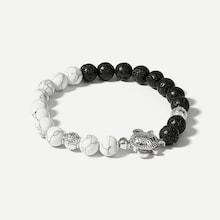 Shein Men Tortoise Two Tone Beaded Bracelet