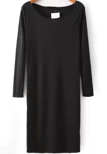 Shein Black Round Neck Long Sleeve Dress