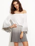 Shein Ombre Off The Shoulder Elasticated Waist Ruffle Dress