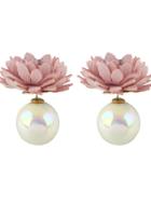 Shein Pink New Imitation Pearl Flower Stud Earrings